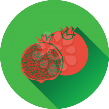 Pomegranate icon. Flat design. Vector illustration.