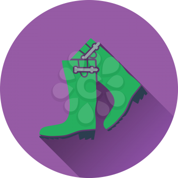 Icon of hunter's rubber boots. Flat design. Vector illustration.