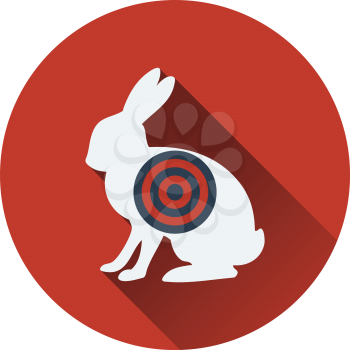 Icon of hare silhouette with target . Flat design. Vector illustration.
