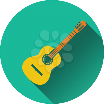 Icon of acoustic guitar. Flat design. Vector illustration.