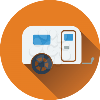 Icon of camping family caravan car. Flat design. Vector illustration.