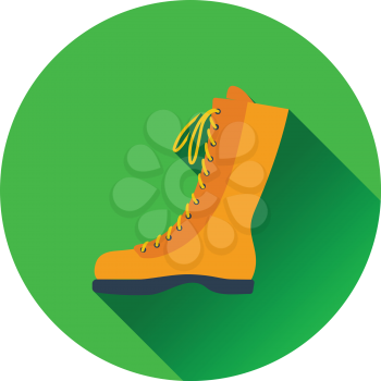 Icon of hiking boot. Flat design. Vector illustration.