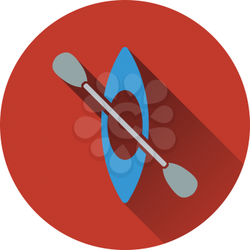 Icon of kayak and paddle . Flat design. Vector illustration.