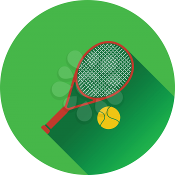 Icon of Tennis rocket and ball . Flat design. Vector illustration.