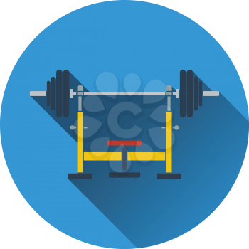 Icon of Bench with barbell. Flat design. Vector illustration.