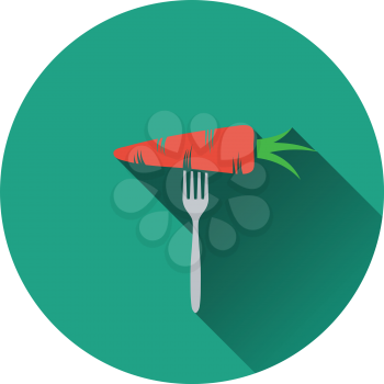 Icon of Diet carrot on fork . Flat design. Vector illustration.
