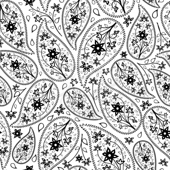 Oriental paisley seamless pattern. Vector illustration.