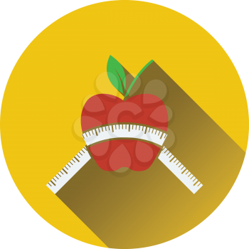 Icon of Apple with measure tape. Flat design. Vector illustration.