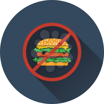 Icon of Prohibited hamburger. Flat design. Vector illustration.