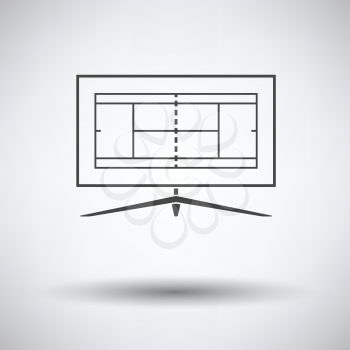 Tennis TV translation icon on gray background with round shadow. Vector illustration.