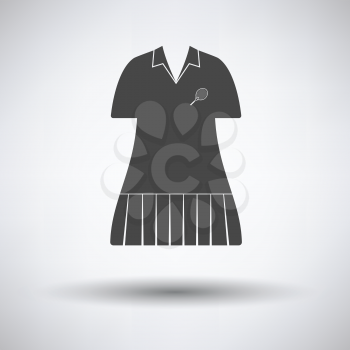 Tennis woman uniform icon on gray background with round shadow. Vector illustration.