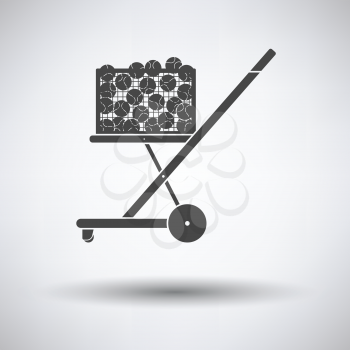 Tennis cart ball icon on gray background with round shadow. Vector illustration.