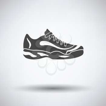 Tennis sneaker icon on gray background with round shadow. Vector illustration.