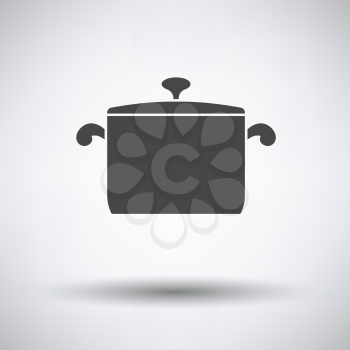 Kitchen pan icon on gray background with round shadow. Vector illustration.