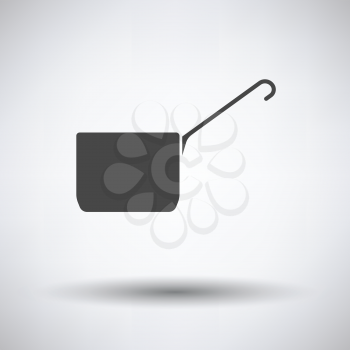 Kitchen pan icon on gray background with round shadow. Vector illustration.