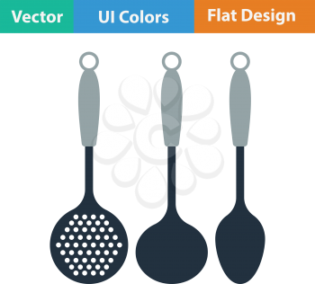 Ladle set icon. Flat design. Vector illustration.