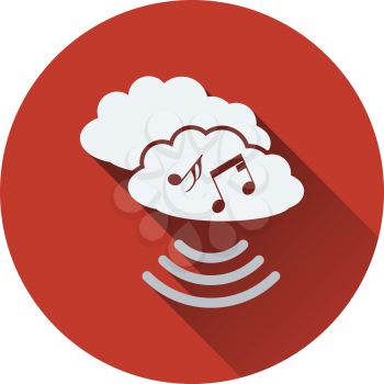 Music cloud icon. Flat design. Vector illustration.