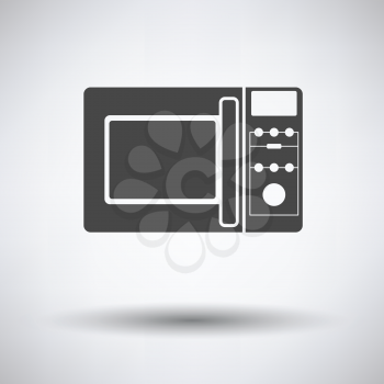 Micro wave oven icon on gray background with round shadow. Vector illustration.