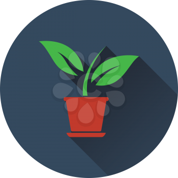 Plant in flower pot icon. Flat design. Vector illustration.