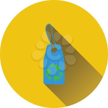 Tag with recycle sign icon. Flat design. Vector illustration.