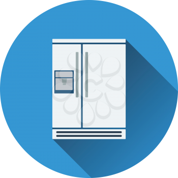Wide refrigerator icon. Flat design. Vector illustration.