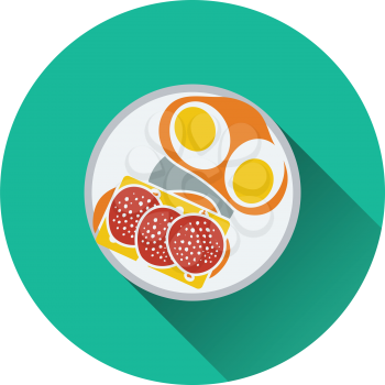 Omlet and sandwich icon. Flat design. Vector illustration.