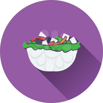 Salad in plate icon. Flat design. Vector illustration.