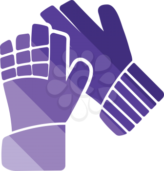 Soccer goalkeeper gloves icon. Flat color design. Vector illustration.