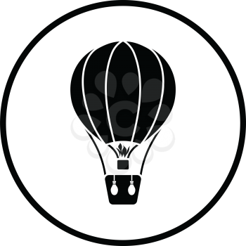 Hot air balloon icon. Thin circle design. Vector illustration.