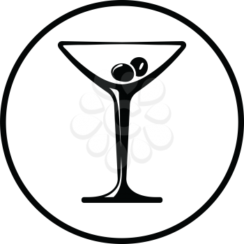 Cocktail glass icon. Thin circle design. Vector illustration.