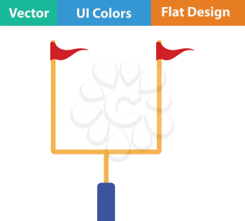 American football goal post icon. Flat color design. Vector illustration.