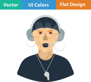 American football coach icon. Flat color design. Vector illustration.