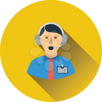 Icon of football commentator. Flat color design. Vector illustration.