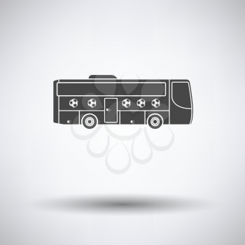 Football fan bus icon on gray background, round shadow. Vector illustration.