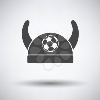 Football fans horned hat icon on gray background, round shadow. Vector illustration.