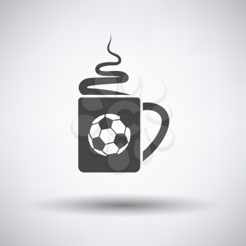 Football fans coffee cup with smoke icon on gray background, round shadow. Vector illustration.
