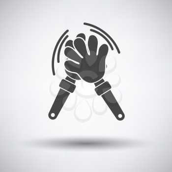 Football fans clap hand toy icon on gray background, round shadow. Vector illustration.
