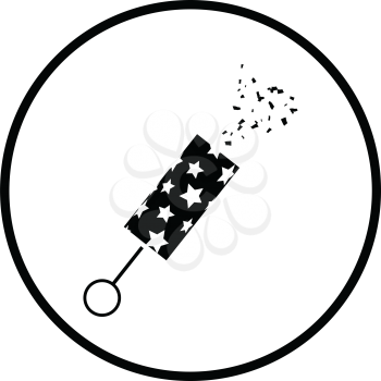 Party petard  icon. Thin circle design. Vector illustration.