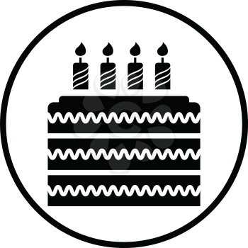 Party cake icon. Thin circle design. Vector illustration.