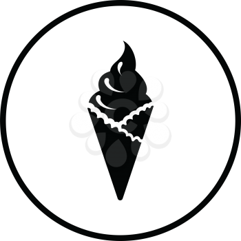 Ice cream icon. Thin circle design. Vector illustration.