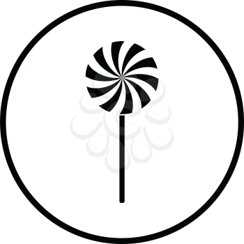 Stick candy icon. Thin circle design. Vector illustration.