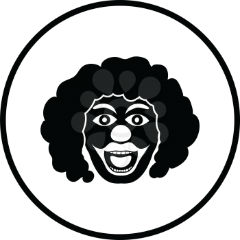 Party clown face icon. Thin circle design. Vector illustration.