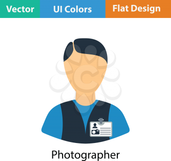 Icon of photographer. Flat color design. Vector illustration.