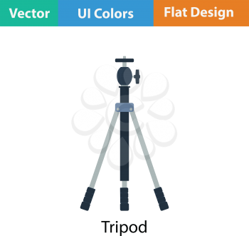 Icon of photo tripod. Flat color design. Vector illustration.