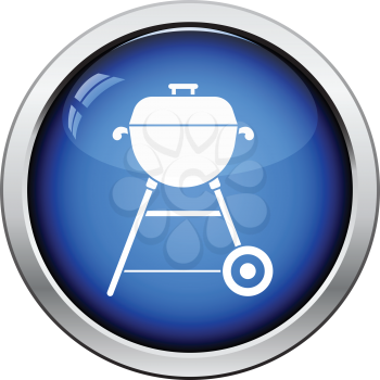 Barbecue  icon. Glossy button design. Vector illustration.