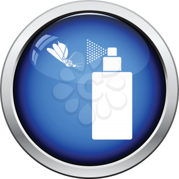 Mosquito spray icon. Glossy button design. Vector illustration.