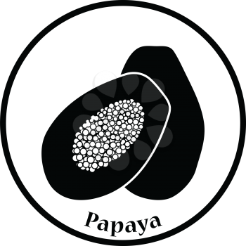 Icon of Papaya. Thin circle design. Vector illustration.
