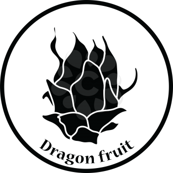 Icon of Dragon fruit. Thin circle design. Vector illustration.