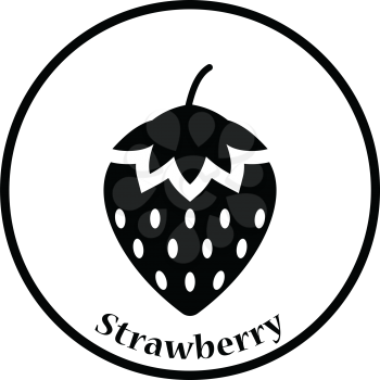 Icon of Strawberry. Thin circle design. Vector illustration.