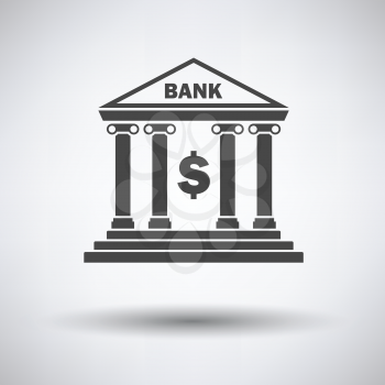 Bank icon on gray background, round shadow. Vector illustration.